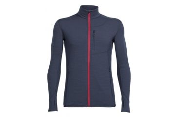 Image of Icebreaker Descender Long Sleeve Zip Shirt - Men's-Stealth/Oxblood-Small