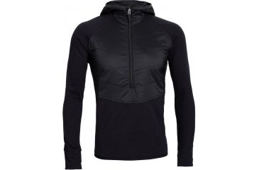 Image of Icebreaker Ellipse Long Sleeve Half Zip Hood - Men's-Black/Black/Metal-Medium