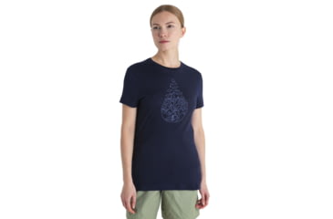 Image of Icebreaker Merino 150 Tech Lite III SS Tee Hike Path - Womens, Midnight Navy, Extra Small, IB0A56YJ401XS