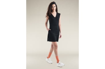 Image of Icebreaker Merino 200 Granary Sleeveless V Neck Dress - Women's, Black, Extra Small, IB0A56XS001XS