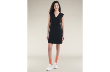 Image of Icebreaker Merino 200 Granary Sleeveless V Neck Dress - Womens, Black, Extra Small, IB0A56XS001XS