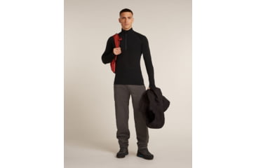 Image of Icebreaker Merino 200 ZoneKnit Long Sleeve Half Zip Thermal Top - Mens, Black, Extra Large, IB0A57CH001XL