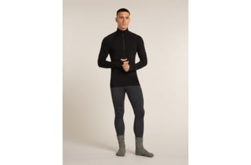 Image of Icebreaker Merino 200 ZoneKnit Long Sleeve Half Zip Thermal Top - Mens, Black, Extra Large, IB0A57CH001XL