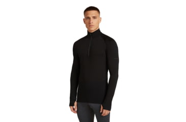 Image of Icebreaker Merino 200 ZoneKnit Long Sleeve Half Zip Thermal Top - Mens, Black, Extra Large, IB0A57CH001XL
