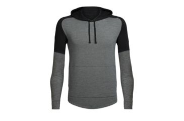 Image of Icebreaker Cool-Lite Momentum Long Sleeve Hood - Men's, Black/Snow Heather/Black, Medium, 103615003M