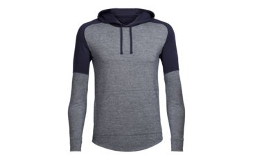 Image of Icebreaker Cool-Lite Momentum Long Sleeve Hood - Men's, Midnight Navy/Snow Heather/Midnight Navy, Small, 103615403S