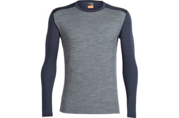 Image of Icebreaker Oasis Long Sleeve Crew Top - Men's-Gritstone Heather/Stealth-Medium