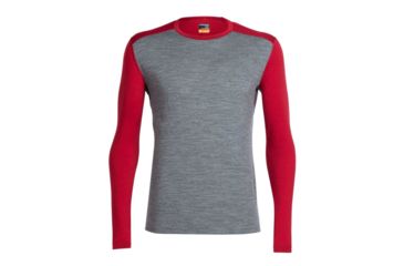 Image of Icebreaker Oasis Long Sleeve Crew Top - Men's-Gritstone Hetaher/Oxblood-Medium