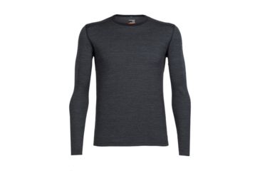 Image of Icebreaker Oasis Long Sleeve Crew Top - Men's-Toothstripe Black/Jet Heather-Large