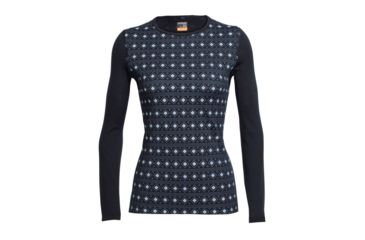 Image of Icebreaker Oasis Long Sleeve Crew Top - Women's-Align Black/Snow-X-Small