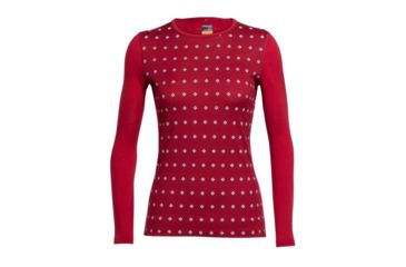 Image of Icebreaker Oasis Long Sleeve Crew Top - Women's-Align Oxblood/Snow-Large