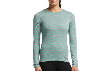 Image of Icebreaker Oasis Long Sleeve Crew Top - Women's-Stripe Metro Heather/Patina-Medium