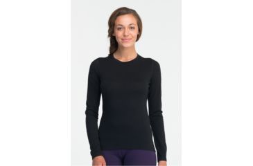 Image of Icebreaker Oasis Long Sleeve Crew Top - Womens-Black-Medium