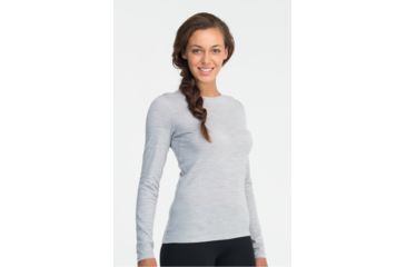 Image of Icebreaker Oasis Long Sleeve Crew Top - Womens-Blizzard Heather-X-Large