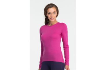 Image of Icebreaker Oasis Long Sleeve Crew Top - Womens-Magenta-X-Large