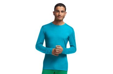Image of Icebreaker Oasis Long Sleeve Crewe Top - Men's-Agean/Rocket-Small