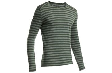 Image of Oasis Long Sleeve Crewe Top - Mens-Stripe Conifer/Metro Heather-Large