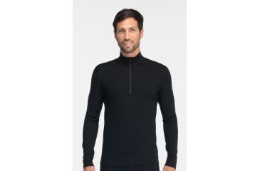 Image of Icebreaker Oasis Long Sleeve Half Zip Top - Mens-Black-Large