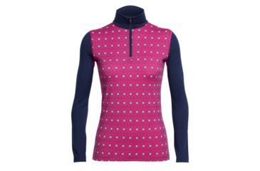 Image of Icebreaker Oasis Long Sleeve Half Zip Top - Women's-Align Pop Pink/Snow/Admiral-Medium