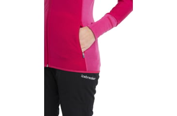 Image of Icebreaker RealFleece Descender Long Sleeve Zip Hood Jacket - Womens, Electron Pink/Tempo, Medium, IB104491933M