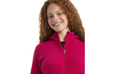 Image of Icebreaker RealFleece Descender Long Sleeve Zip Hood Jacket - Womens, Electron Pink/Tempo, Medium, IB104491933M