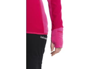 Image of Icebreaker RealFleece Descender Long Sleeve Zip Hood Jacket - Women's, Electron Pink/Tempo, Medium, IB104491933M