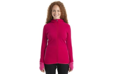 Image of Icebreaker RealFleece Descender Long Sleeve Zip Hood Jacket - Womens, Electron Pink/Tempo, Medium, IB104491933M