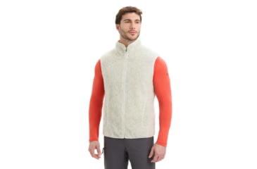 Image of Icebreaker RealFleece Merino High Pile Vest - Mens, Ecru Heather/Snow, 2XL, IB0A56NZ227XXL