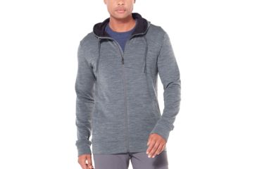 Image of Icebreaker Shifter Long Sleeve Zip Hood - Men's, Gritstone Heather, Extra Large, 104044002XL