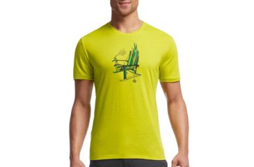 Image of Tech Lite Short Sleeve Crew Graphic - Mens-Ski Rocker / Chartreuse-Small