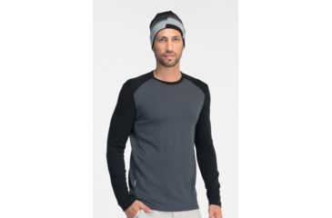 Image of Icebreaker Tech Long Sleeve Crew Top - Men's-Monsoon/Black-Medium