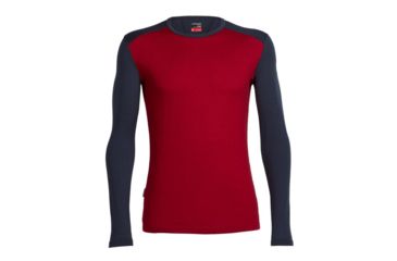 Image of Icebreaker Tech Long Sleeve Crew Top - Men's-Oxblood/Stealth-Large