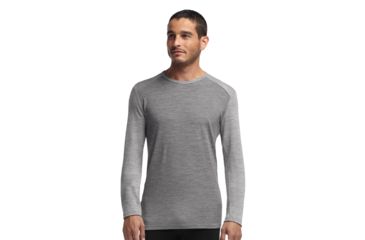 Image of Icebreaker Tech Long Sleeve Crew Top - Men's-Stripe Metro Heather-X-Large
