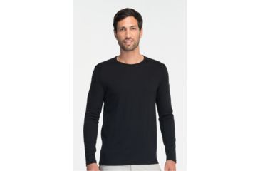 Image of Icebreaker Tech Long Sleeve Crewe Top - Mens-Black-Medium