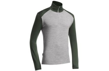 Image of Icebreaker Tech Long Sleeve Half Zip - Mens-Metro Heather/Conifer-Large