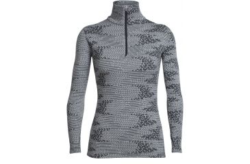 Image of Icebreaker Vertex Long Sleeve Half Zip Flurry - Women's-Blizzard Heather/Jet Heather-Small