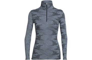 Image of Icebreaker Vertex Long Sleeve Half Zip Flurry - Women's-Ice Blue/Jet Heather-Large