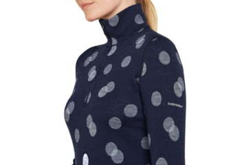 Image of Icebreaker Women Merino 260 Vertex LS Half Zip Falling Flakes, Midnight Navy/Snow/J, L, IB0A574P259L