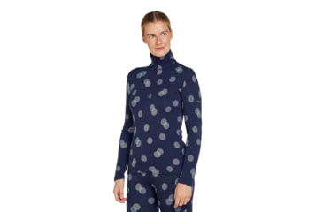 Image of Icebreaker Women Merino 260 Vertex LS Half Zip Falling Flakes, Midnight Navy/Snow/J, L, IB0A574P259L