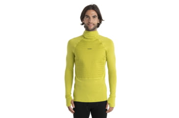 Image of Icebreaker ZoneKnit Insulated Long Sleeve Thermal Hoodie - Mens, Bio Lime, Large, IB0A56GR864L