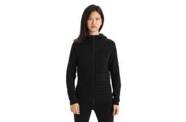 Image of Icebreaker ZoneKnit Insulated Long Sleeve Zip Hoodie - Womens, Black, Small, IB0A59HG001S