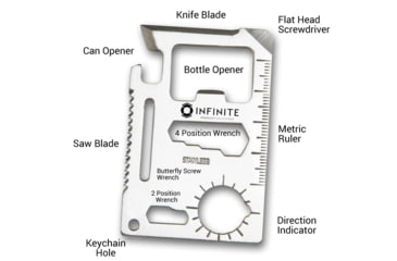 Image of Infinite Product Solutions 11 In 1 Multi Tool Card, Polished Stainless Steel, CCMULTI111