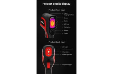 Image of Infiray Handheld Thermal Imaging Imager, Black/Red, C200