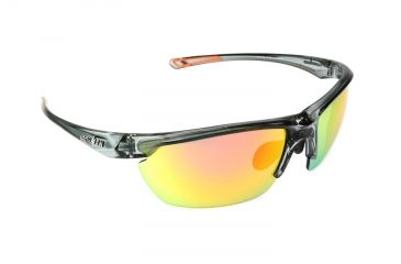 Image of Ironman Joule Orn RV Sunglasses, Shiny Dark Grey Crystal Frame, Smoke with Orange Mirror Lens, 10228857.QTS