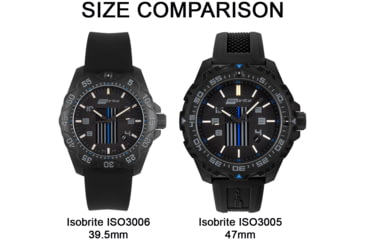 Image of Isobrite Thin Blue Line T100 Tritium Mid-Size Watch, Black/Gray, 39.5mm, ISO3006