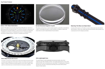 Image of Isobrite Thin Blue Line T100 Tritium Mid-Size Watch, Black/Gray, 39.5mm, ISO3006
