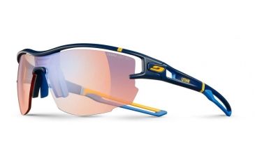 Image of Julbo Aero Pro Team Zebra Light Red  Sunglasses, Dark Blue/Blue/Yellow J4833432