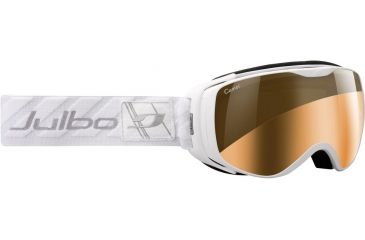Image of Julbo Luna Ski/Snow Goggles,White Frame and Camel w/Polarized Silver Spherical Flash Lens 72850114