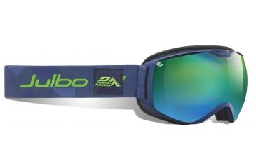 Image of JULBO Quantum Ski Goggles,Dark Blue/Green,Orange Cat 3 Lenses w/Green Flash, Large 73712125