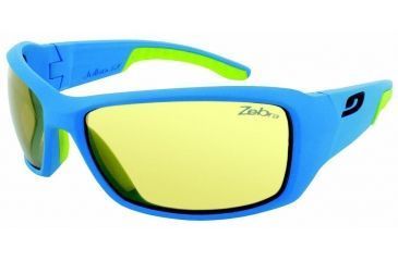 Image of Julbo Run Sunglasses, Blue/Green  w/ Zebra Lenses 3703112